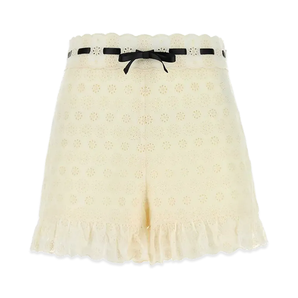 Valentino Women's Lace Shorts "Ivory/White"