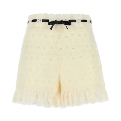 Valentino Women's Lace Shorts "Ivory/White"