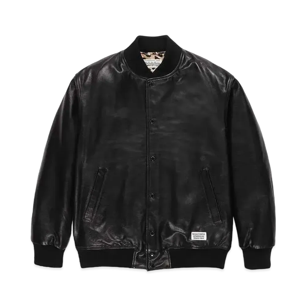 WACKO MARIA Leather Varsity Jacket "Black"