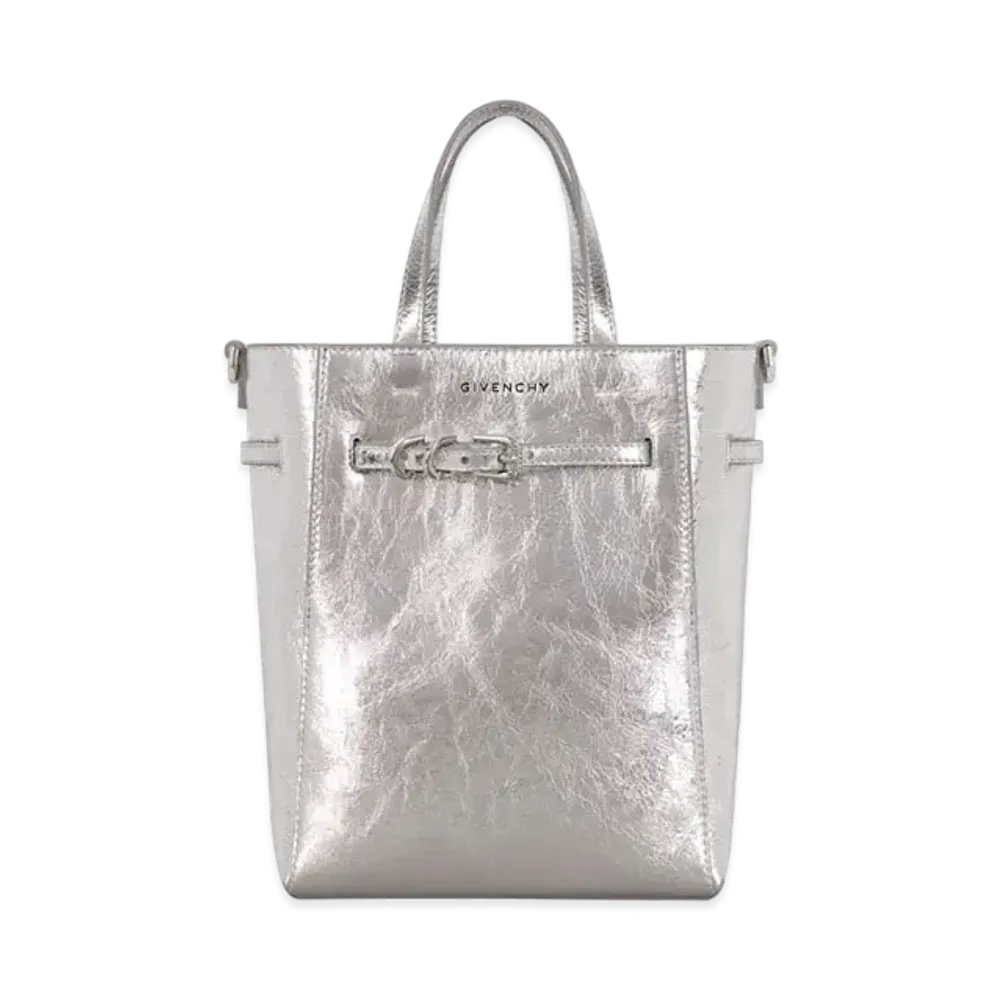 GIVENCHY Voyou Mini Tote Bag Laminated Leather "Light Silvery"