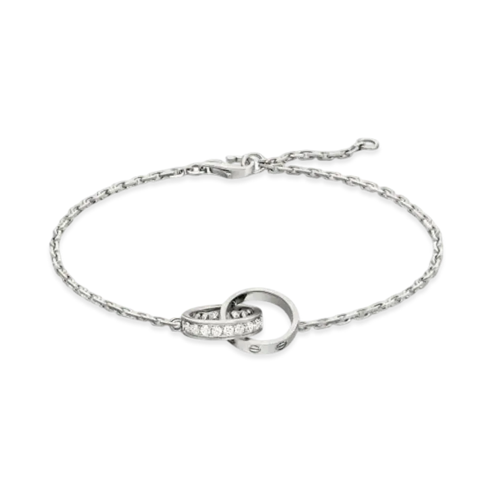 Cartier Love Bracelet On Chain Half-Paved "White Gold"