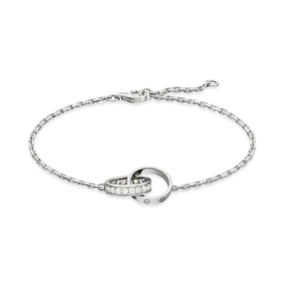 Cartier Love Bracelet On Chain Half-Paved "White Gold"