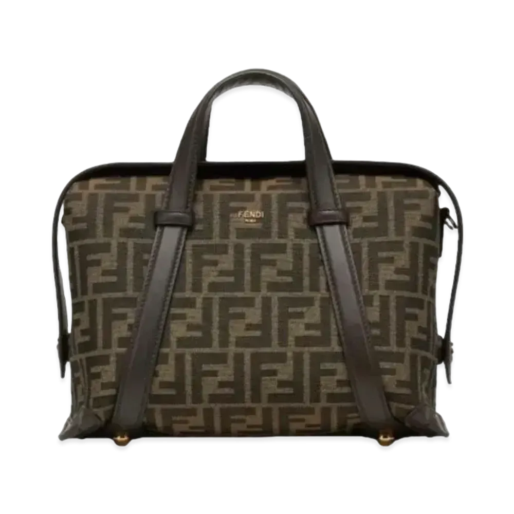 FENDI Boston 365 FF Jacquard Fabric Bag "Brown"