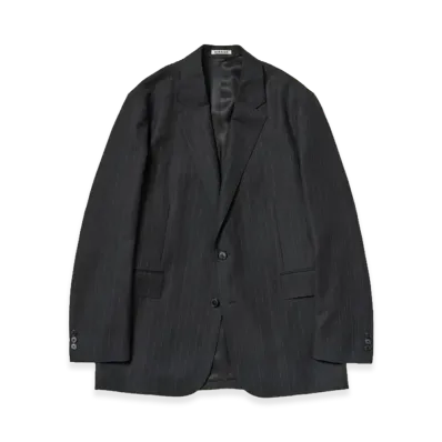 AURALEE Women's Bluefaced Wool Jacket "Charcoal Navy Stripe"