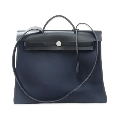 HERMES Sac Herbag Toile H 2WAY Bag "Black"