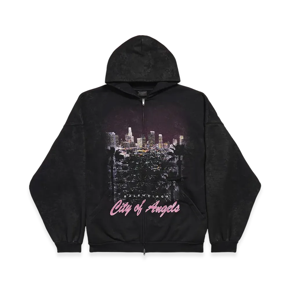 BALENCIAGA City Of Angels Outerwear Zip-Up Hoodie "Fade Black"