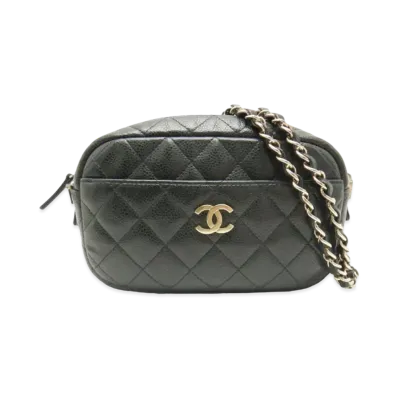 CHANEL Matelasse Camera Chain Shoulder Caviarskin "Black/Gold"