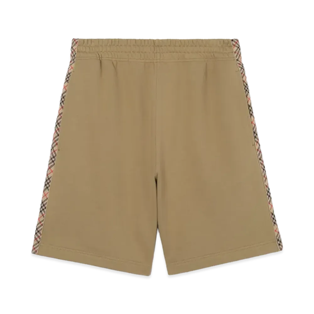 Burberry Check Trim Cotton Shorts "Sparrow Beige"