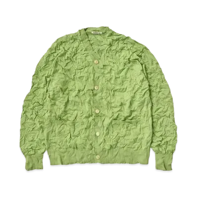 AURALEE Wrinkled Dry Cotton Knit Cardigan "Sage Green"