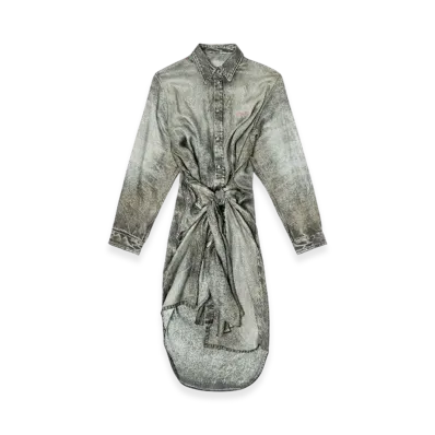 Diesel D-Iletta Wrap Dress In Denim-Look Viscose "Dark Gray"