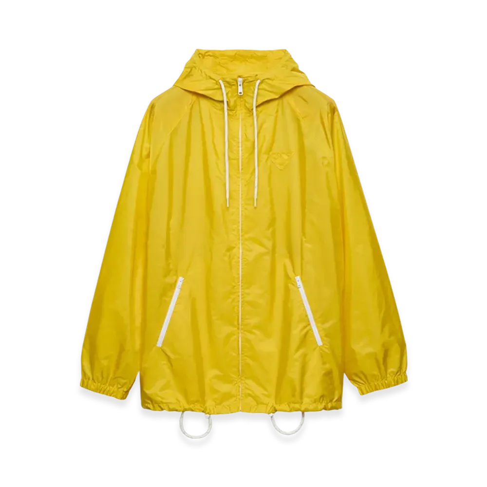 PRADA Women's Lightweight Re-Nylon Rain Jacket "Citron Yellow"