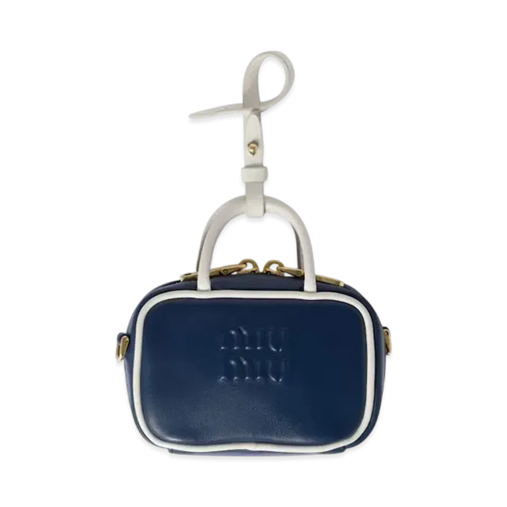 MIUMIU Beau Leather Micro-Bag "Blue/White"