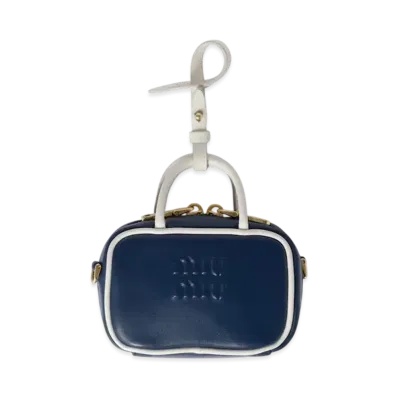MIUMIU Beau Leather Micro-Bag "Blue/White"