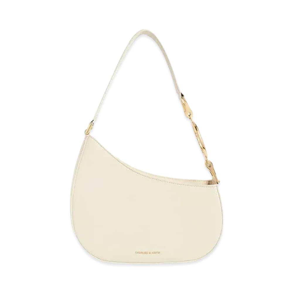 CHARLES & KEITH Asymmetric Shoulder Bag "Cream"