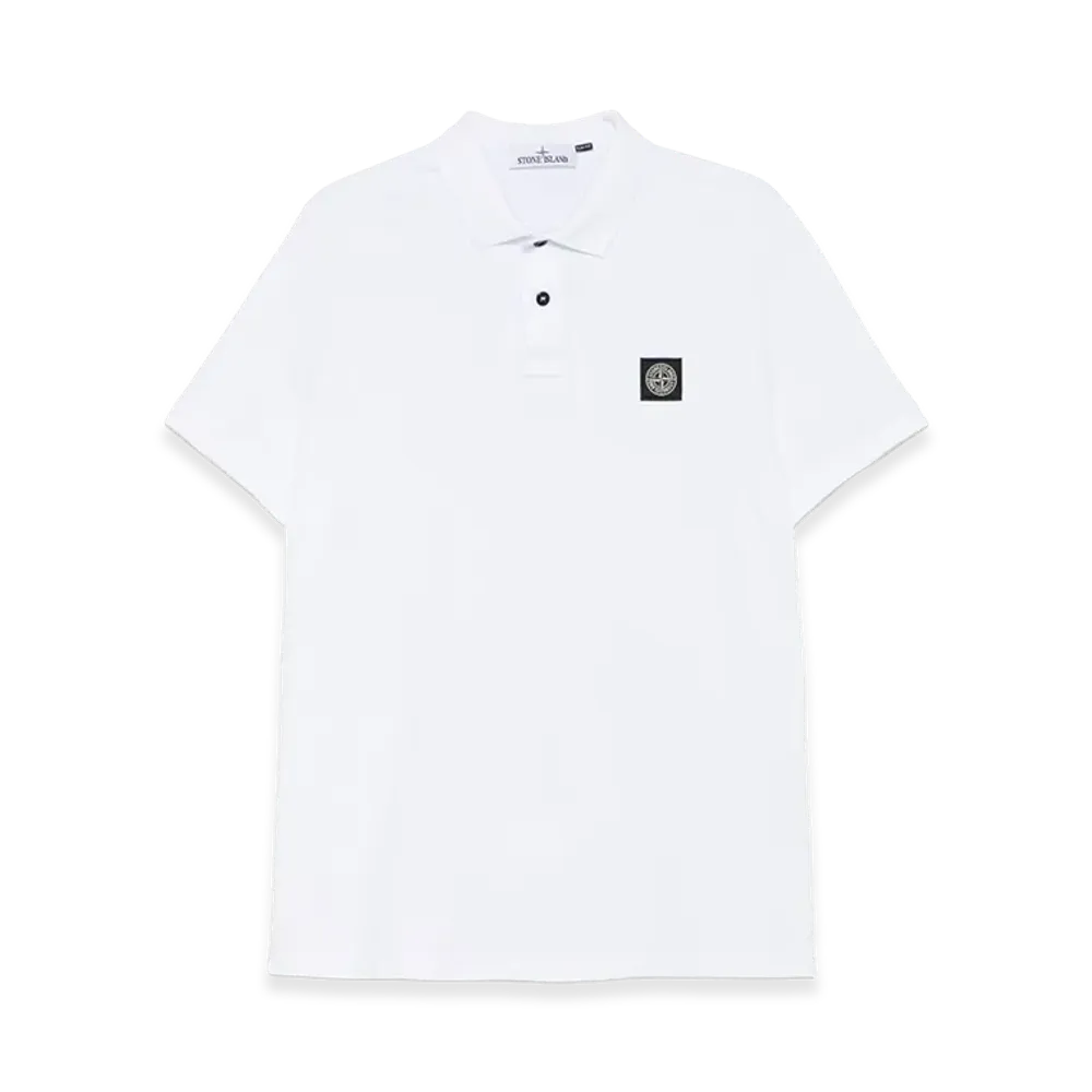 Stone Island Slim Fit Stretch Cotton Pique Polo Shirt "White"