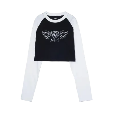X-Girl Tribal Heart Raglan L/S Tee "Black"