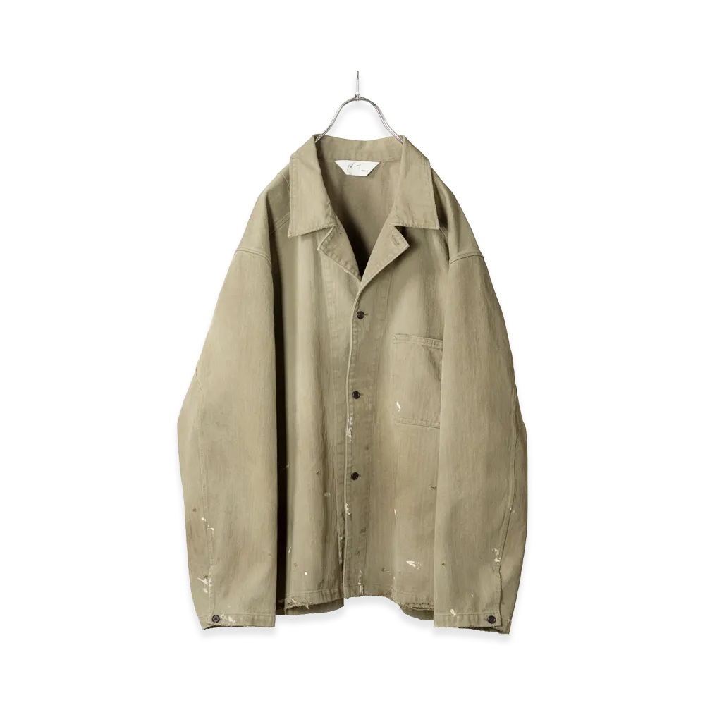ANCELLM Herringbone Work Shirt "M.Green"