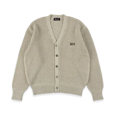 WIND AND SEA Waffle Knit Cardigan "Ivory"