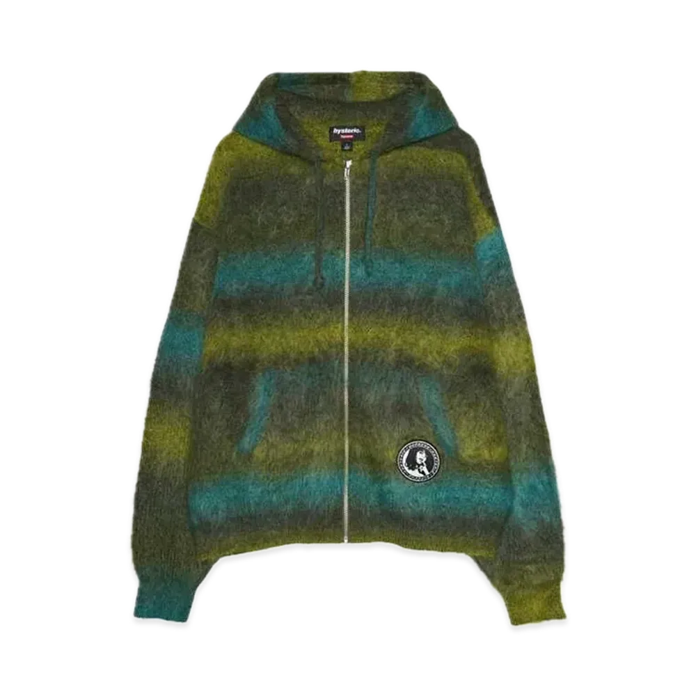 Supreme x HYSTERIC GLAMOUR Mohair Zip Up Hooded Sweater "Olive"