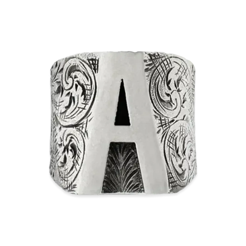 GUCCI Alphabet "A" Silver Ring "Silver"