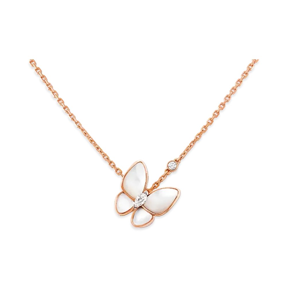 Van Cleef & Arpels Deux Papillons pendant "18K Rose Gold/Diamond/Mother of Pearl"