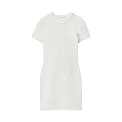 Alexander Wang Logo Jacquard Stretch Short Sleeve Mini Dress "White"