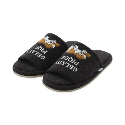 GELATO PIQUE Homme Airy Moco Sleeping Dog Applique Room Shoes "Dark Gray"