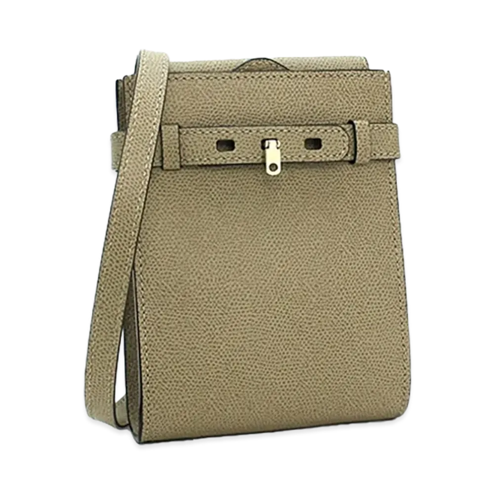 Valextra Slim B Tracollina Shoulder Bag "Oyster"