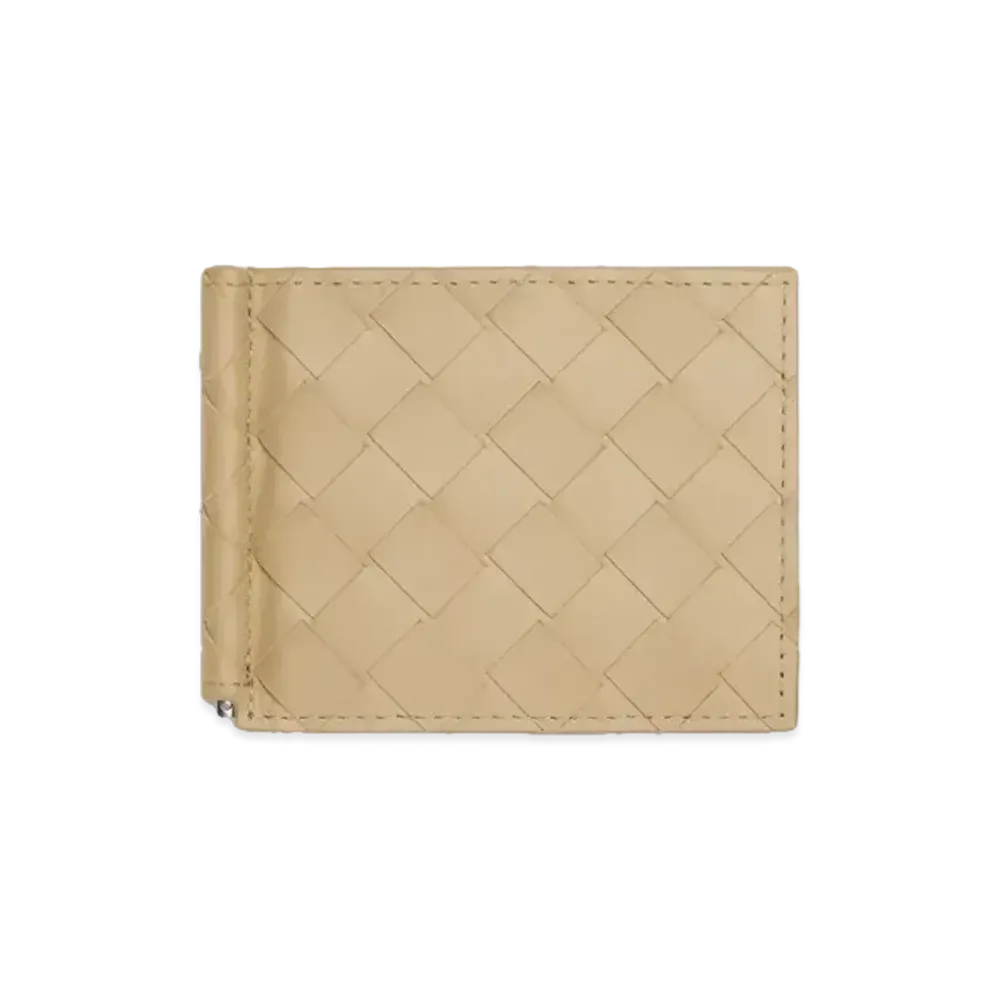 Bottega Veneta Intrecciato Calfskin Bi-fold Wallet With Money Clip "Porridge"