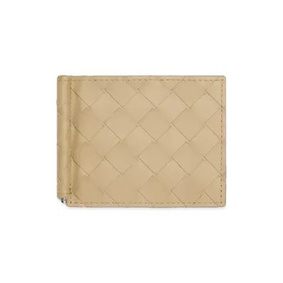 Bottega Veneta Intrecciato Calfskin Bi-fold Wallet With Money Clip "Porridge"