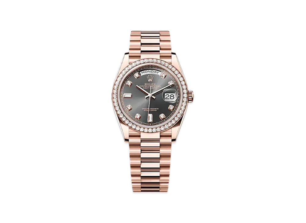 ROLEX Day-Date 36mm Everose Gold Diamond 128345RBR "Slate"