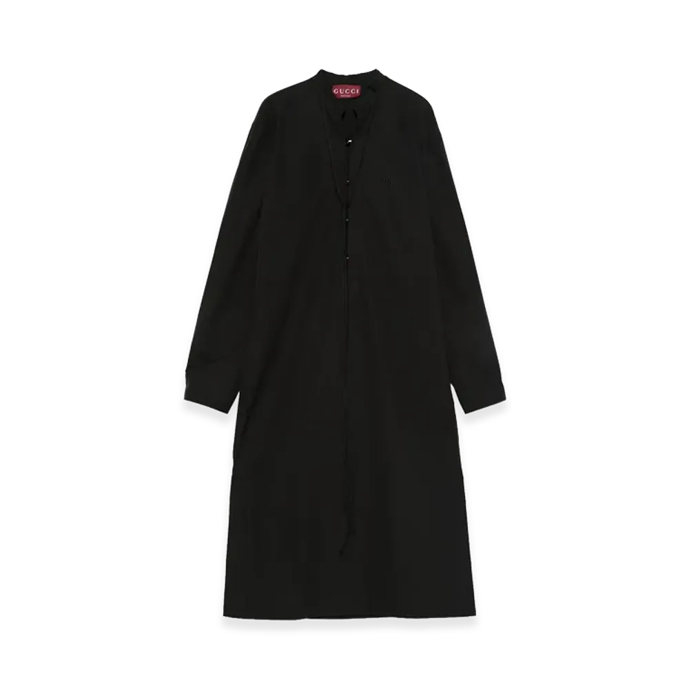 GUCCI Women's Dress Heavy Cot Pop W/Lea W/Mo "Black"
