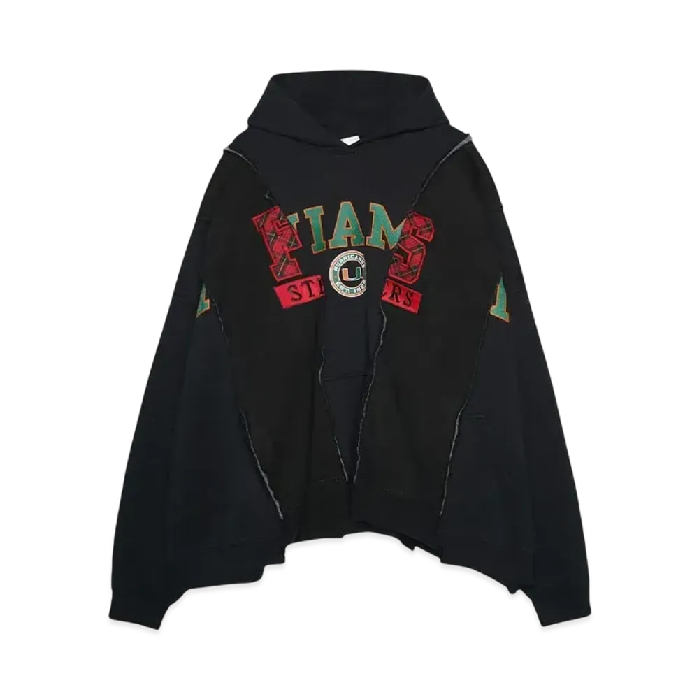DISCOVERED LOOPING WIDE COLLEGE HOODIE with IRON CROSS CROCHET_ver.02 "BLACK"
