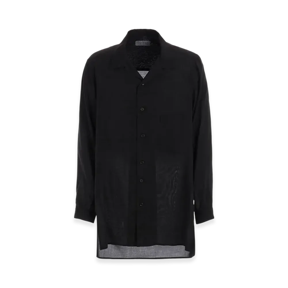 Yohji Yamamoto POUR HOMME Celllose Lawn Open Collar Blouse "Black"