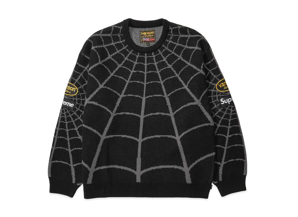 Supreme x Vanson Leathers Spider-Man Sweater "Black"