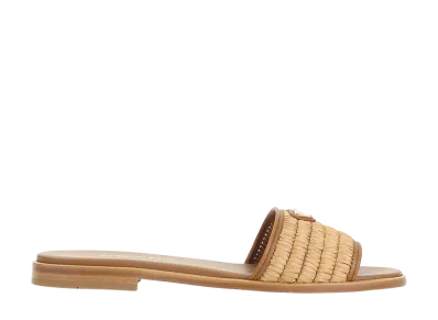 PRADA Women's Raffia Slides "Camel"