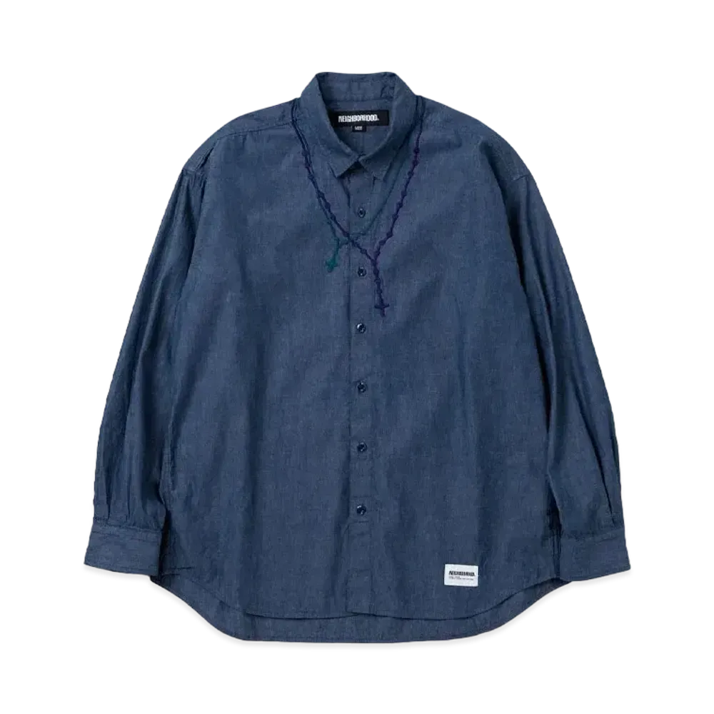 NEIGHBORHOOD Double Cross Embroidery Shirt LS "Indigo"