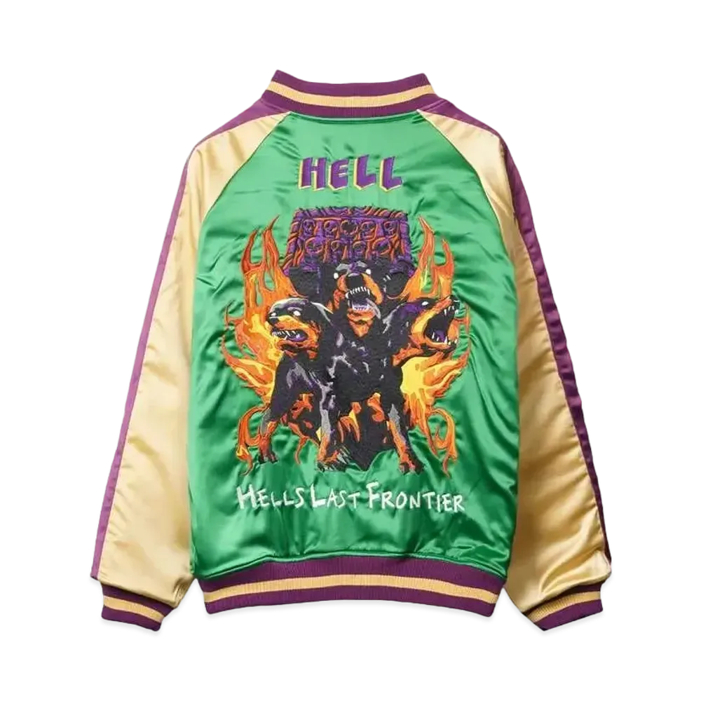MAYO FIRE Embroidery Reversible Souvenir Jacket "BLUE x GREEN"