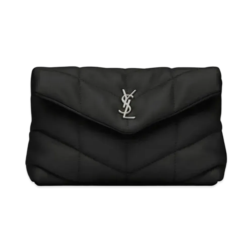 SAINT LAURENT Puffer Small Pouch In Quilted Lambskin "Black"