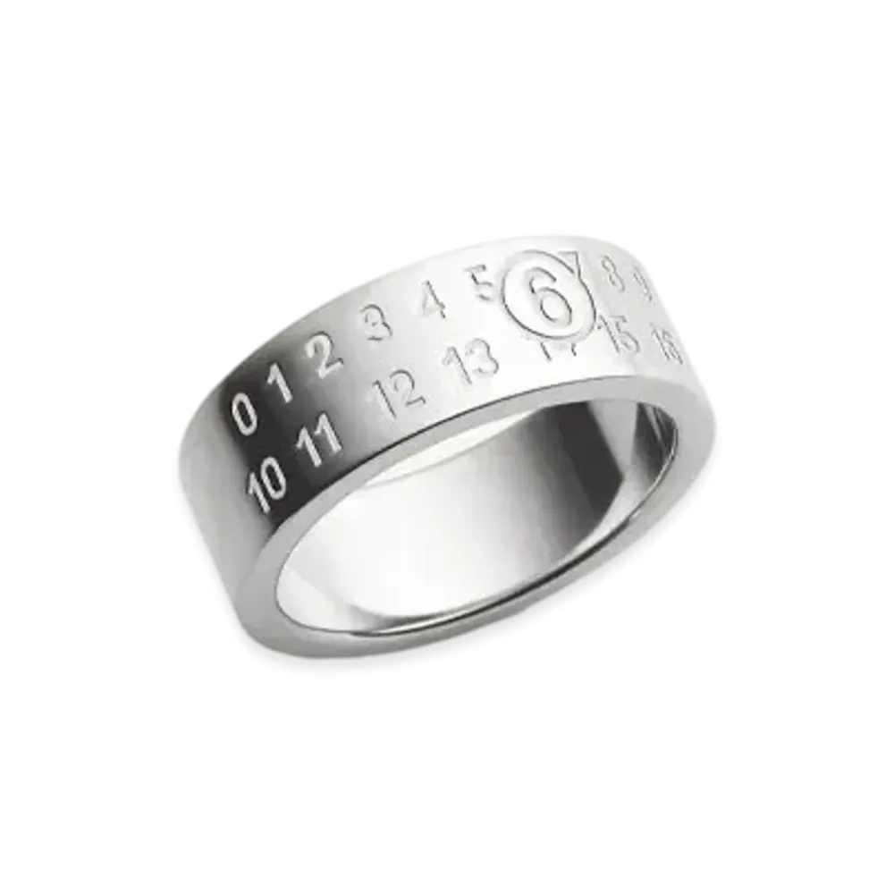 MM6 Maison Margiela Numeric Minimal Signature Ring "Palladium"
