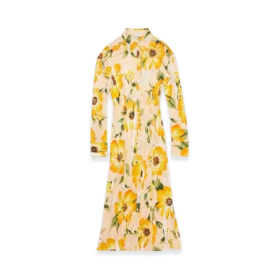 Acne Studios Printed button-up dress "Orange Multi"