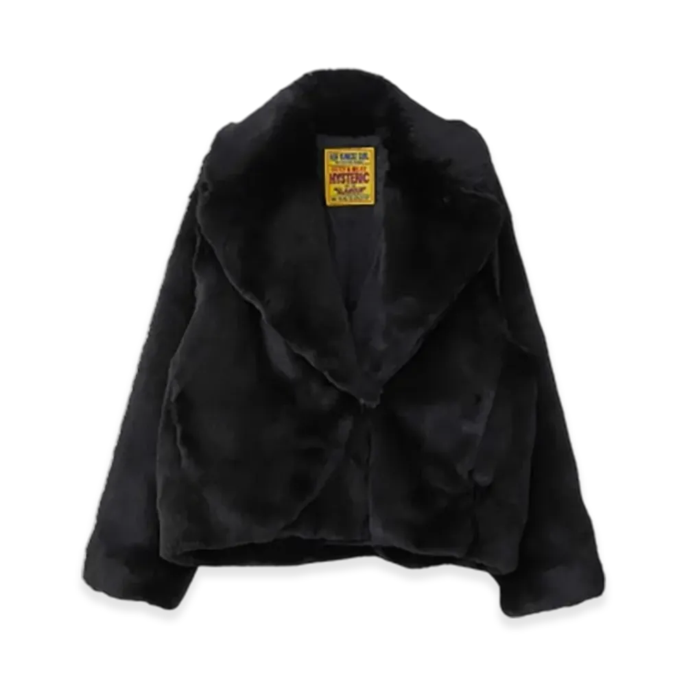 HYSTERIC GLAMOUR Fire Bear Embroidered Faux Fur Blouson "Black"