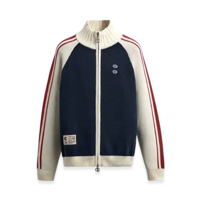 ZARA x CHAMPION Color Block Band Knit Jacket "Navy Blue"
