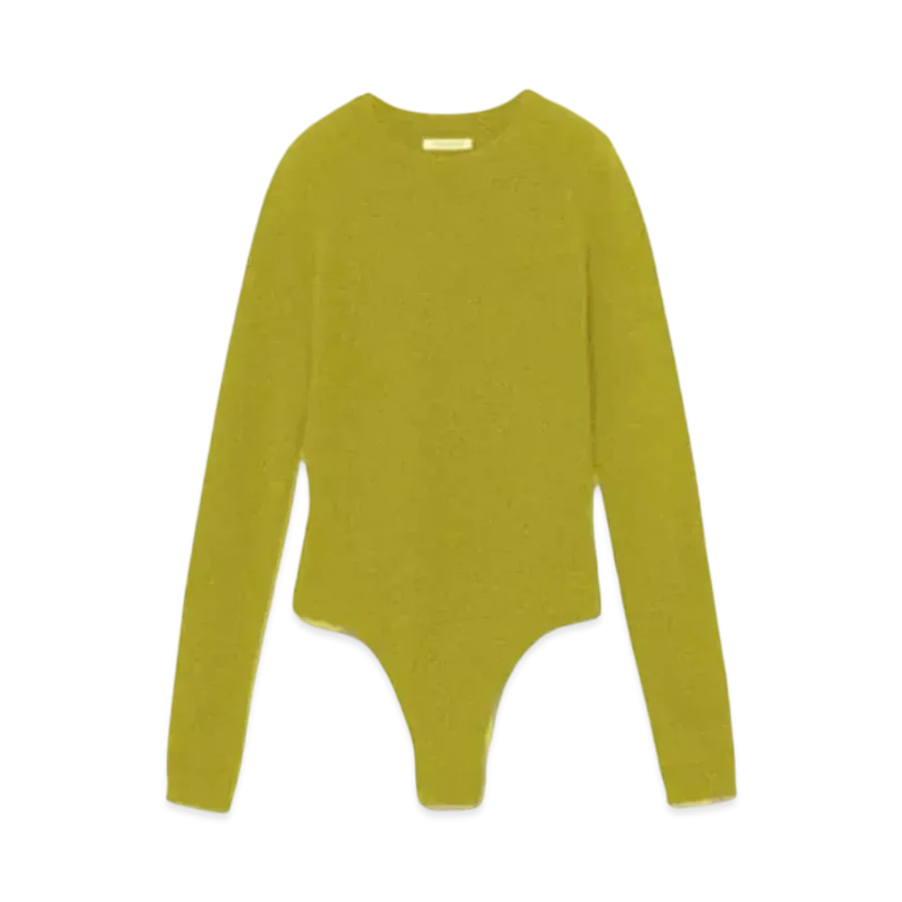 FUMIKA UCHIDA Cashmere Crew-neck Bodysuit "Yellow Green"