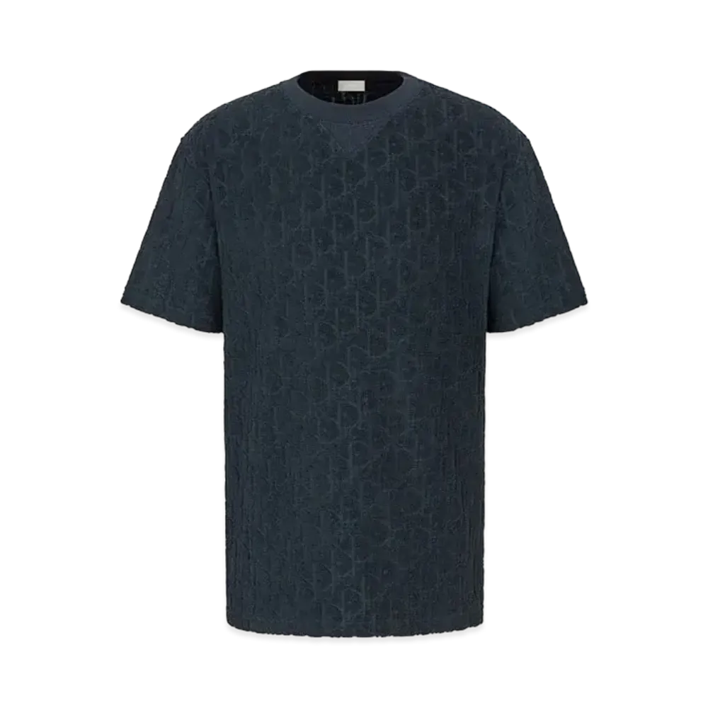 Dior Oblique Relaxed-Fit T-Shirt Terry Cotton Jacquard "Navy Blue"