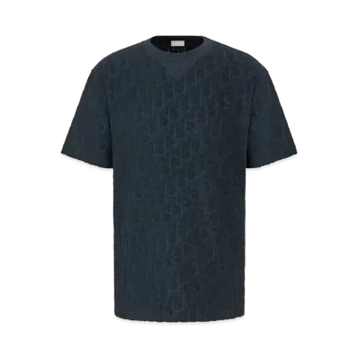 Dior Oblique Relaxed-Fit T-Shirt Terry Cotton Jacquard "Navy Blue"