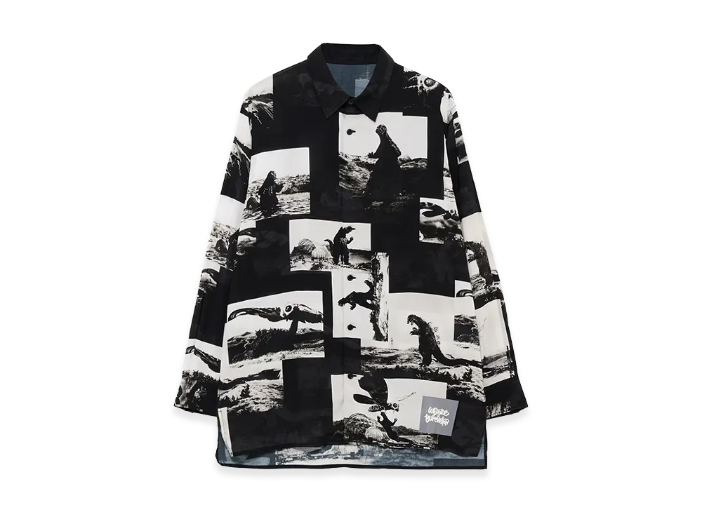 WILDSIDE Yohji Yamamoto × IZUMONSTER All-over Print Long Sleeve Rayon Shirt "Black"