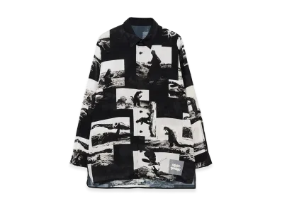 WILDSIDE Yohji Yamamoto × IZUMONSTER All-over Print Long Sleeve Rayon Shirt "Black"