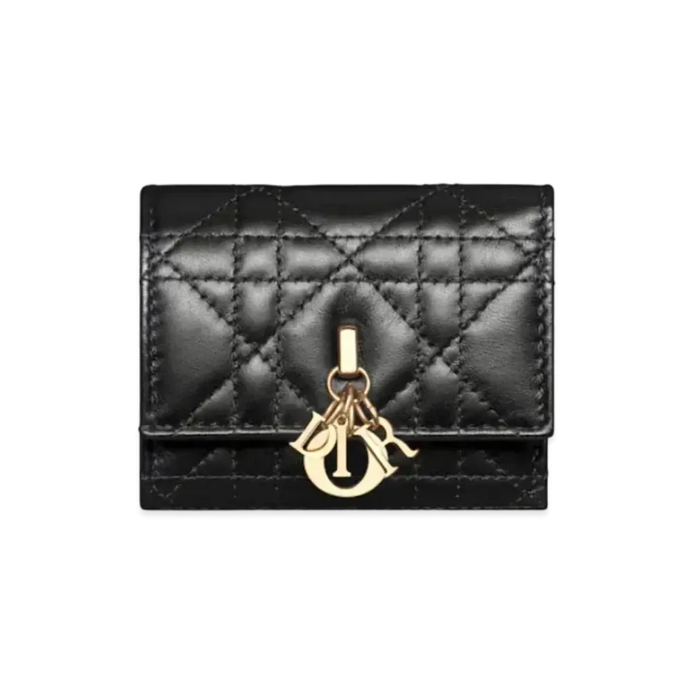 Dior My Dior Hibiscus L Zip Wallet Cannage Calfskin Japan Exclusive "Black"