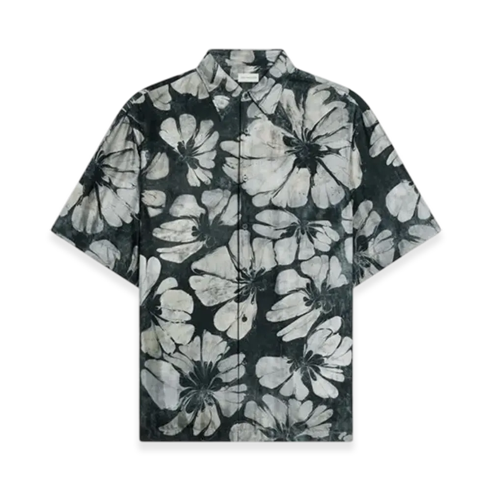 DRIES VAN NOTEN Silk Short Sleeve Shirt "Green"